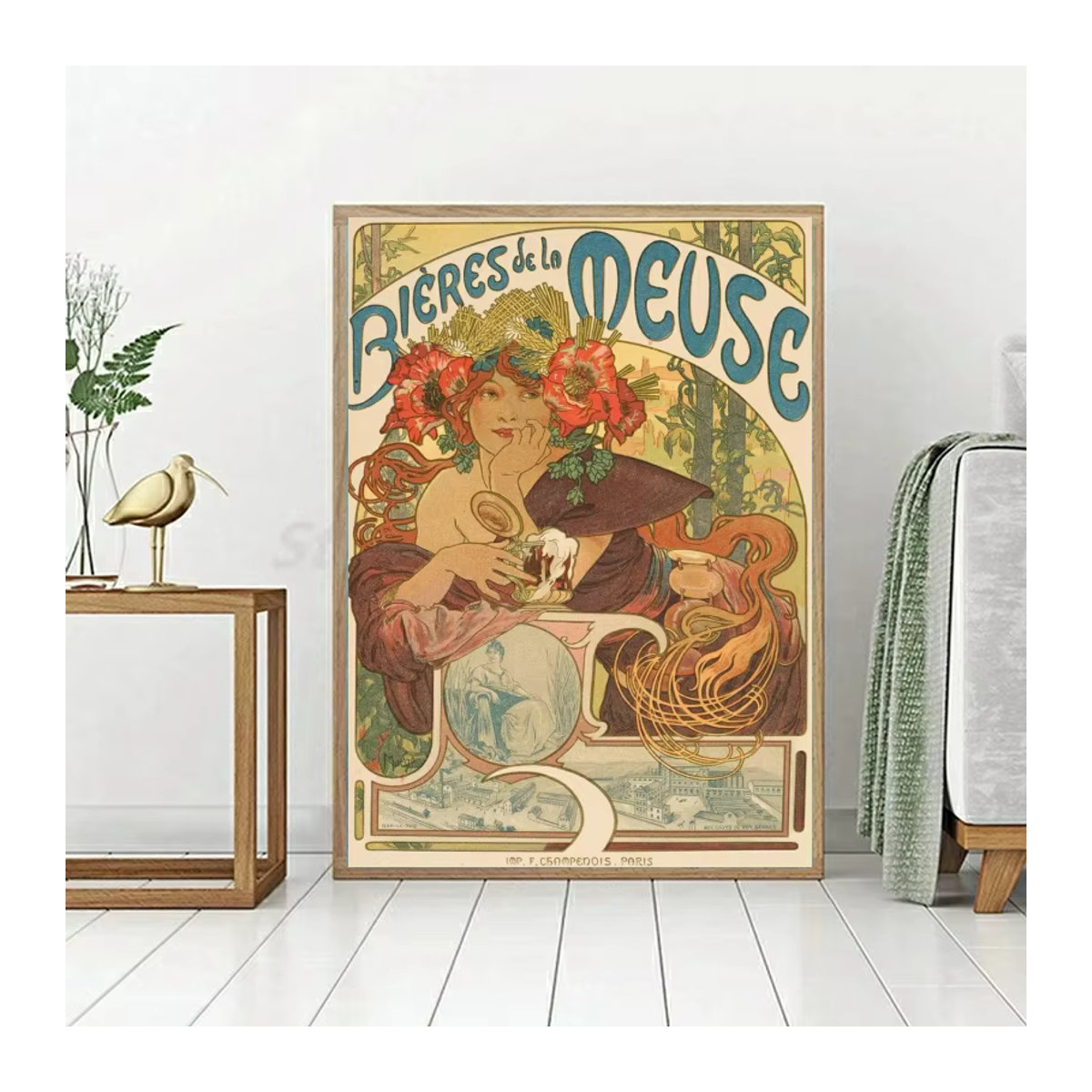 Alphonse Mucha DIY Diamantmalerei Mosaik im Jugendstil mit Strass, Multicolor, B: 40,0 cm, H: 30,0 cm - Bild 2
