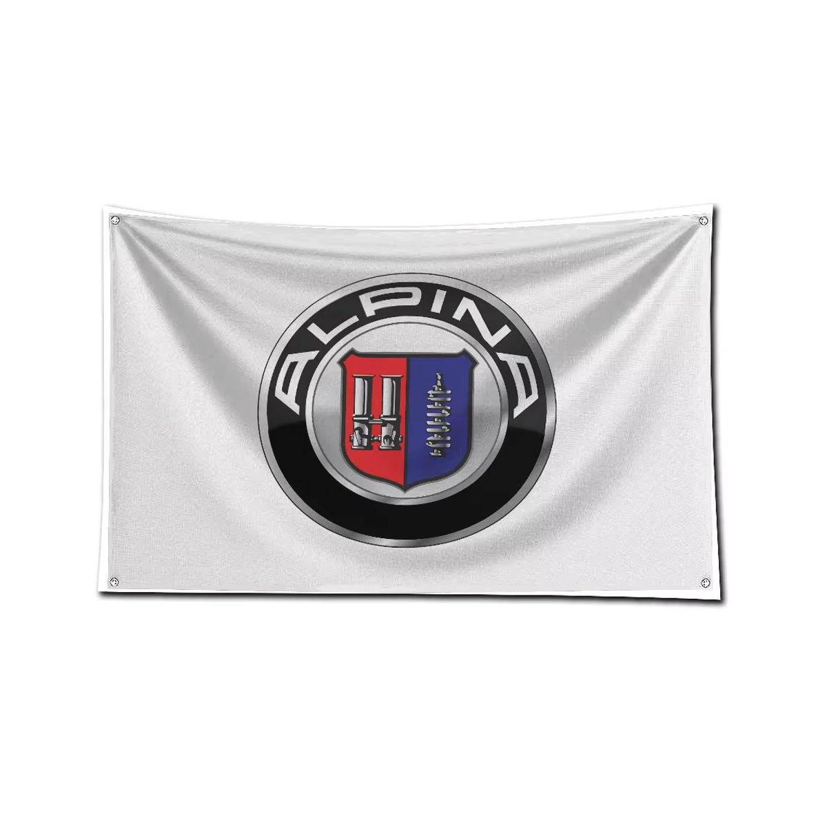 Alpinas Sportwagen-Flagge aus Polyester mit Messingösen, mehrfarbig, B x H: 91,44 x 152,4 cm - Bild 2