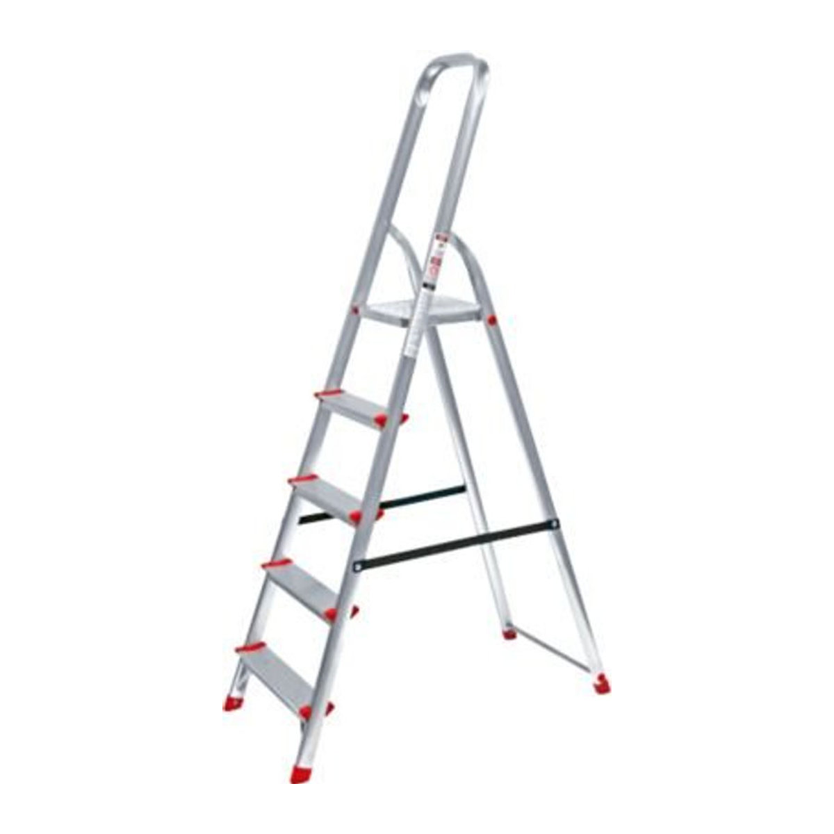 Alustufenstehleiter aus Aluminium in alufarben, belastbar bis 150 kg, 5 Stufen - Bild 1