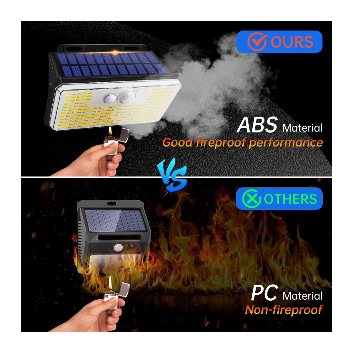 AMARYLLIS 2er-Pack Solar-Bewegungsmelder-LED-Außenleuchten in Schwarz mit 3 Modi und IP65 Wasserdichtigkeit - Bild 4