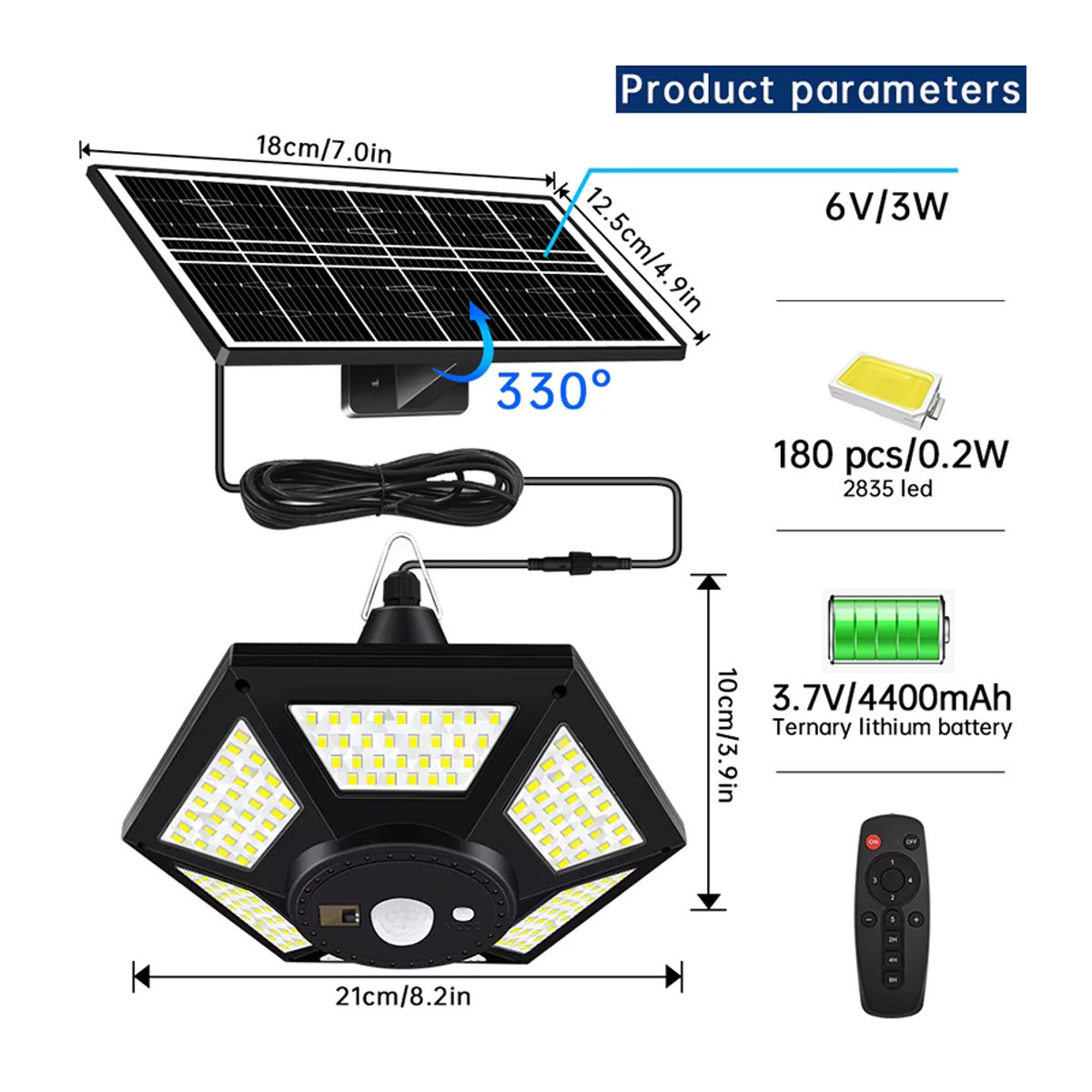 AMARYLLIS Solar Anhänger Lichter mit 180 LED, Schwarz, Motion Sensor und Fernbedienung für Outdoor und Indoor - Bild 4