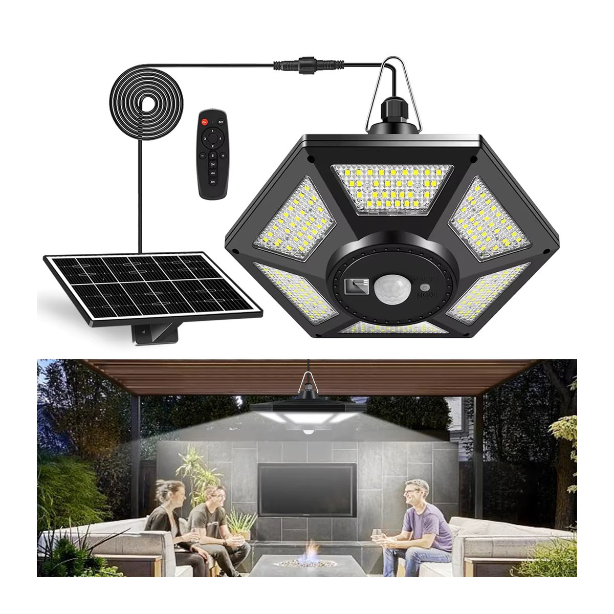 AMARYLLIS Solar Anhänger Lichter mit 180 LED, Schwarz, Motion Sensor und Fernbedienung für Outdoor und Indoor - Bild 7