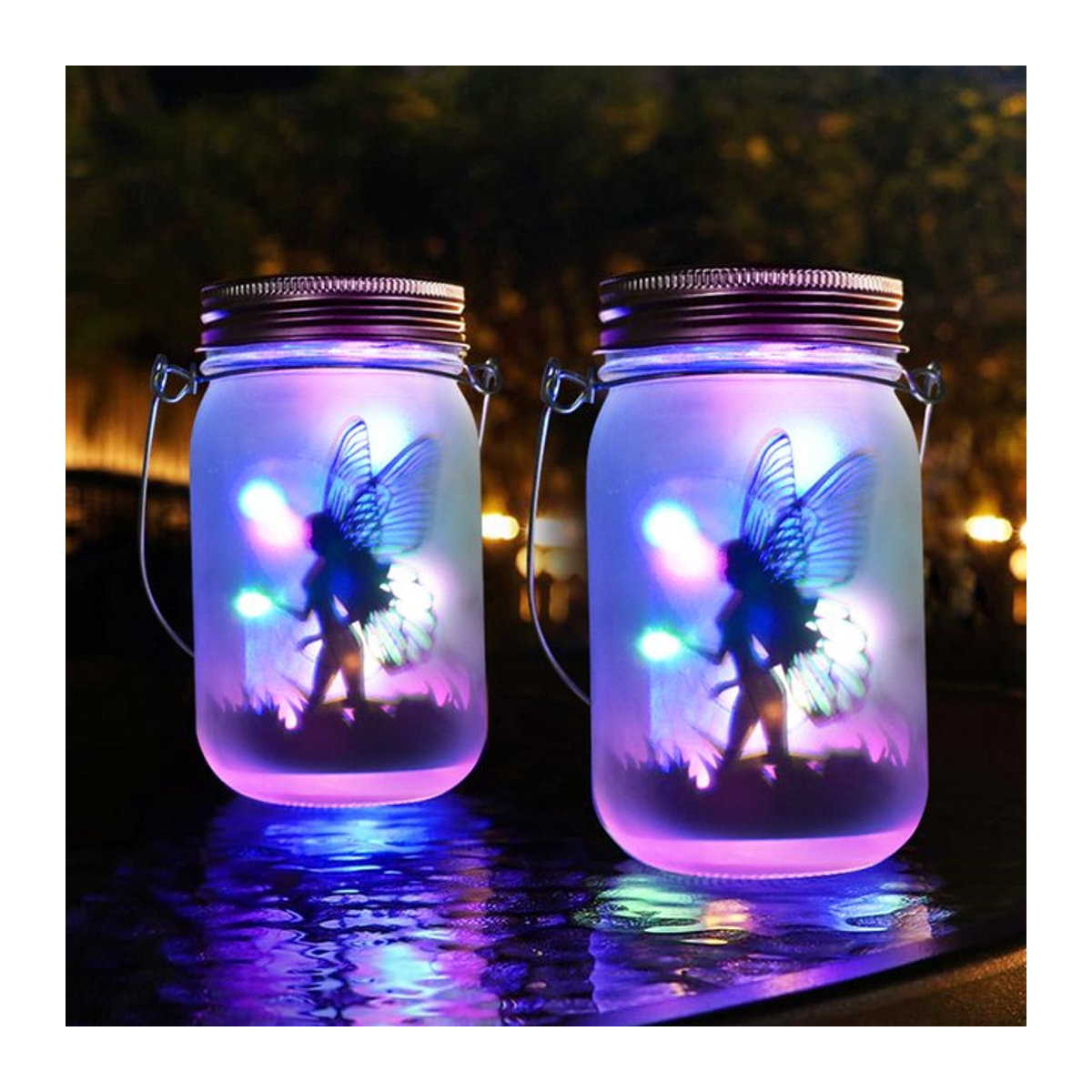 AMARYLLIS Solar Laterne aus Glas mit LED und buntem Licht für die Weihnachtsdekoration im Garten und Außenbereich - Bild 1