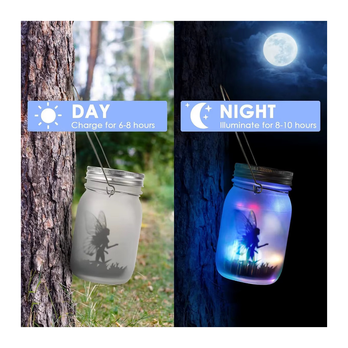 AMARYLLIS Solar Laterne aus Glas mit LED und buntem Licht für die Weihnachtsdekoration im Garten und Außenbereich - Bild 2