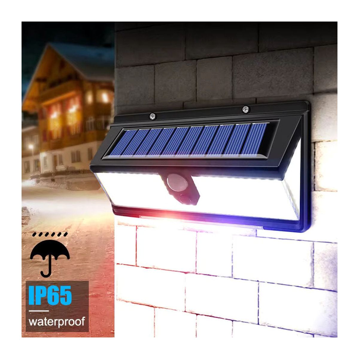 Amaryllis Solar LED Wandleuchte Schwarz Modern mit 190 LEDs und Bewegungssensor IP65 Wasserdicht für Garten und Außenbereich - Bild 5