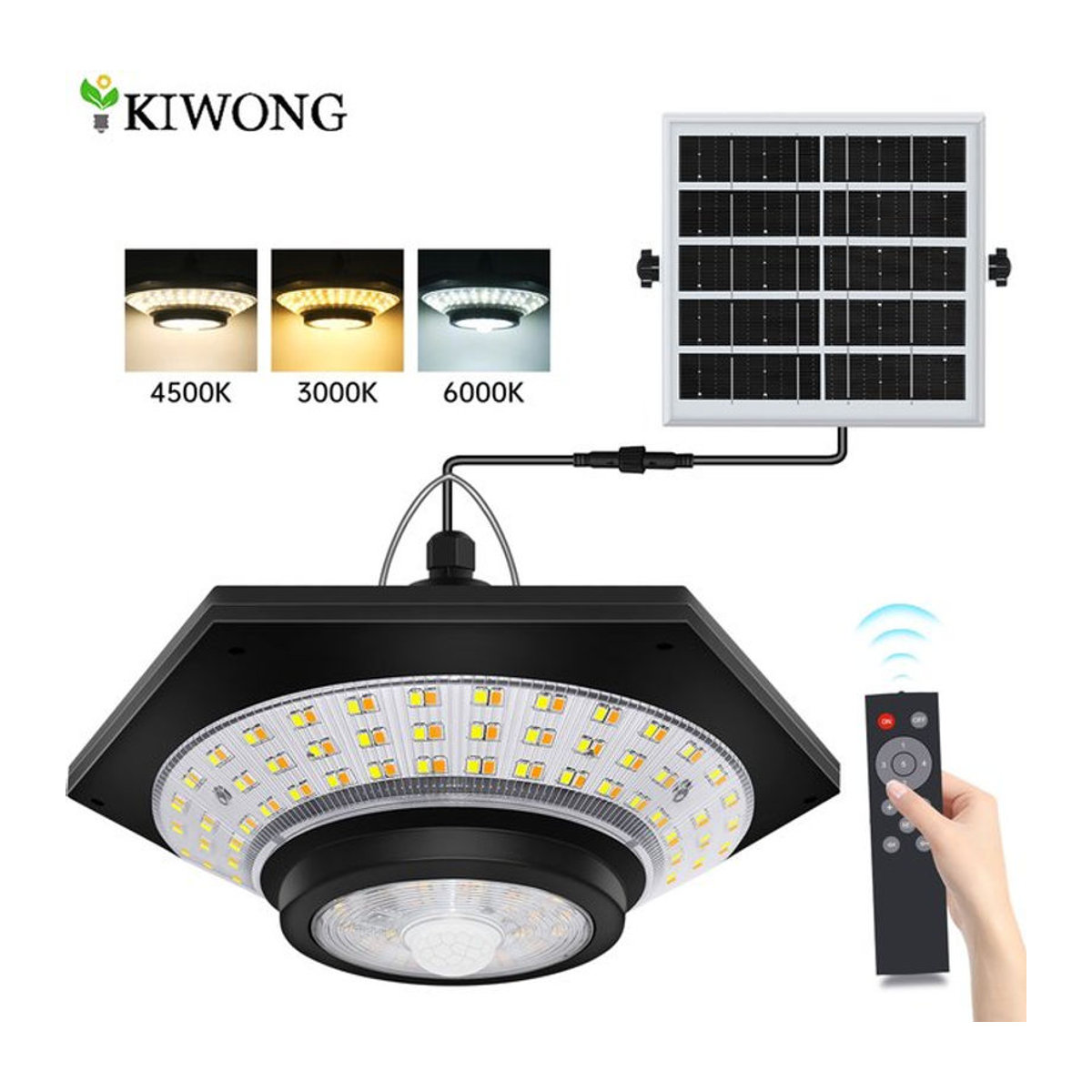 AMARYLLIS Solar-Pendelleuchte mit 228 LED und 1000 lm, Schwarz, Modern, für Innen und Außen mit Fernbedienung und 5 Modi - Bild 1