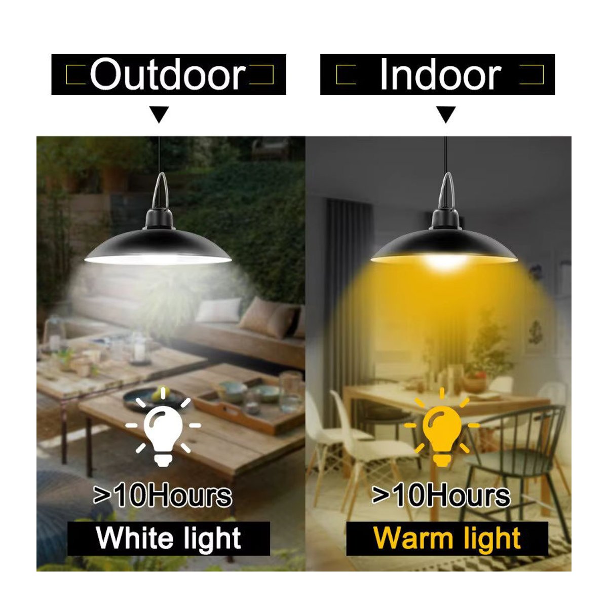 AMARYLLIS Solar-Pendelleuchte mit Doppelkopf und Fernbedienung, Schwarz, IP65 wasserdicht, Industrial Design - Bild 4