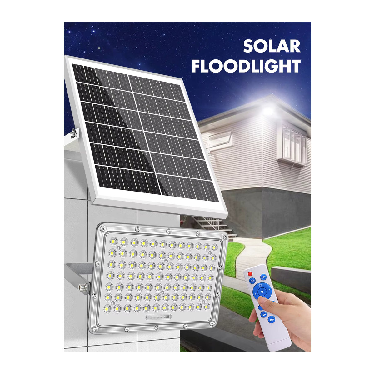 AMARYLLIS Solar-Straßenlaterne mit 200 W LED-Flutlicht, wasserdicht, 6500 K, mit Lichtsensor für Außenbereich und Parkplatzbeleuchtung - Bild 7