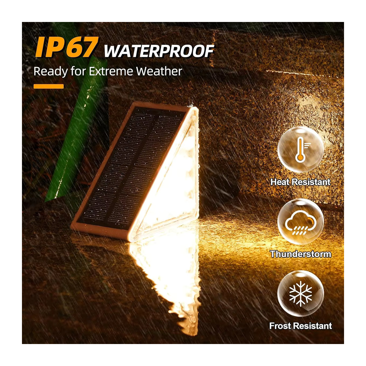 AMARYLLIS Solar-Stufenleuchten für den Außenbereich, wasserdicht IP67, modern, alufarben - Bild 4