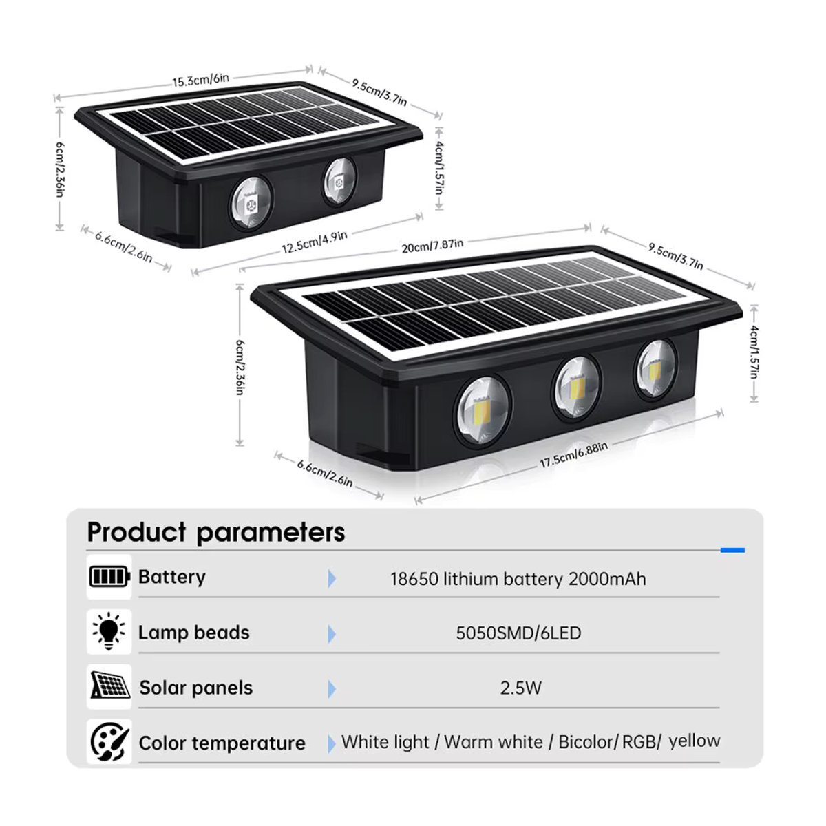 Amaryllis Solar Wandleuchte IP65 Wasserdicht für Garten und Treppe in Weiß und Bunt mit RGB-Funktion - Bild 4