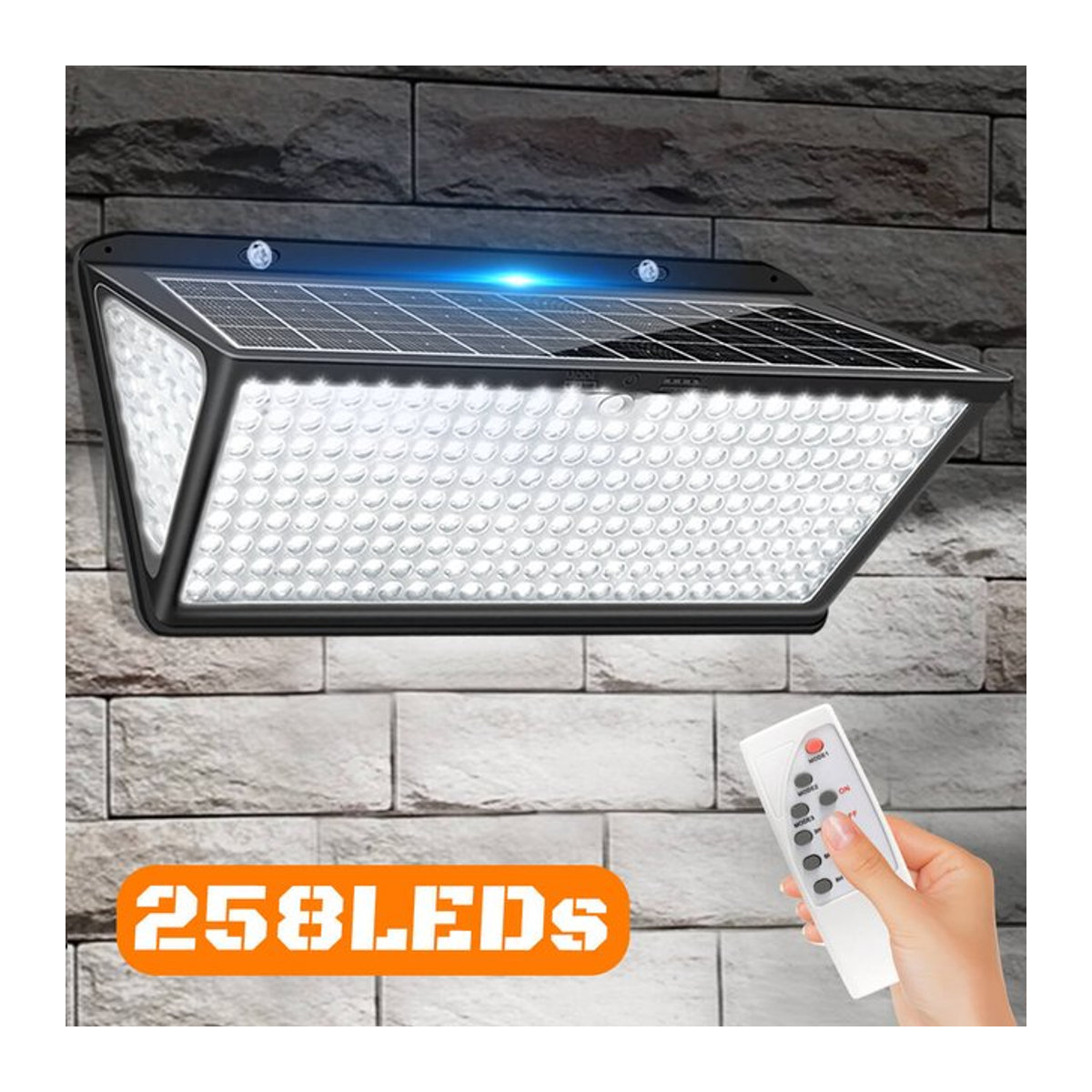 AMARYLLIS Solar-Wandleuchte LED mit 3 Modi, IP65 wasserdicht, Schwarz, Modernes Design für den Außenbereich - Bild 1