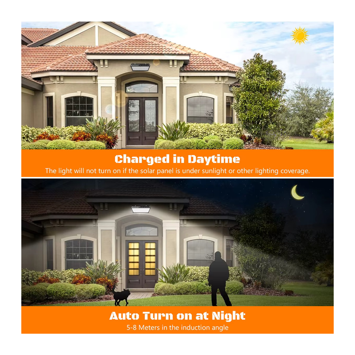 AMARYLLIS Solar-Wandleuchte LED mit 3 Modi, IP65 wasserdicht, Schwarz, Modernes Design für den Außenbereich - Bild 3
