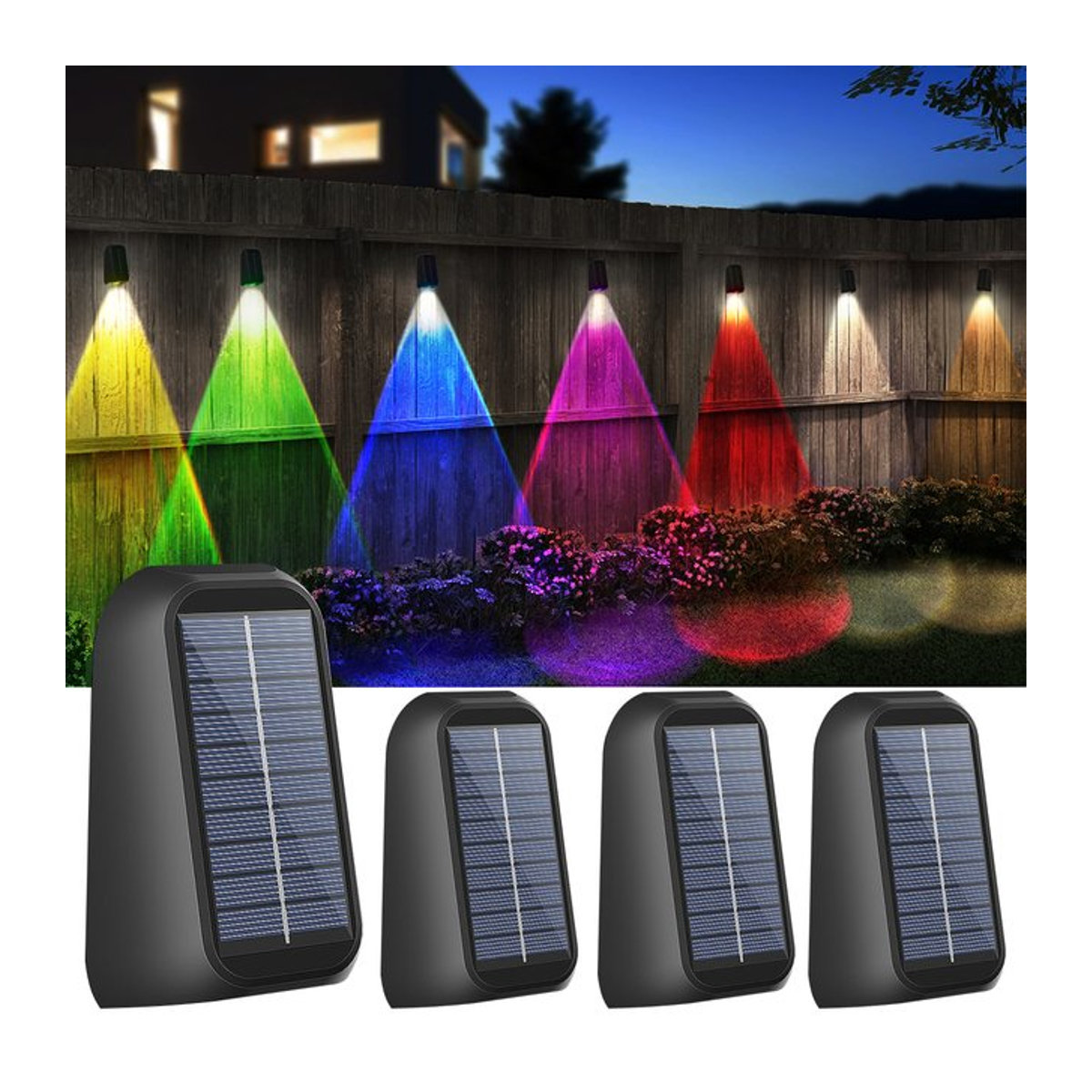 AMARYLLIS Solar Wandleuchte mit RGB-Modi und Warmweiß in Schwarz für Terrasse und Garten wasserdicht - Bild 1