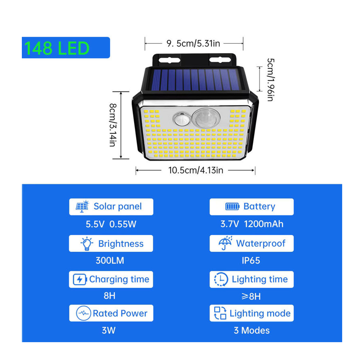 AMARYLLIS Solar-Wandleuchte Schwarz mit 148 LEDs und Bewegungsmelder IP65 wasserdicht - Bild 2