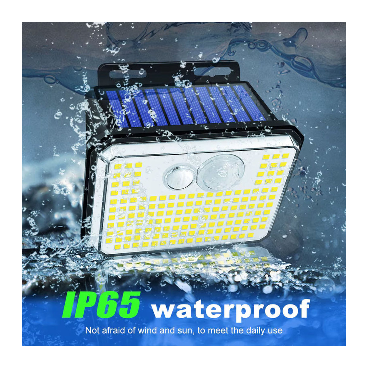 AMARYLLIS Solar-Wandleuchte Schwarz mit 148 LEDs und Bewegungsmelder IP65 wasserdicht - Bild 6