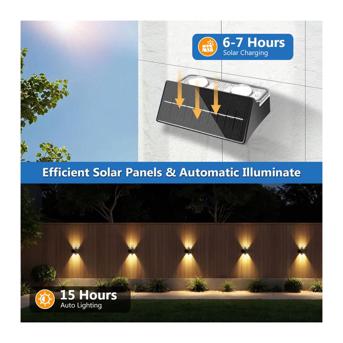 AMARYLLIS Solar-Zaunleuchten in Bunt und Schwarz, IP65 wasserdicht, moderne Solarleuchten für Außenbereich, Wand, Weg und Terrasse mit automatischer Dämmerungsschaltung - Bild 2