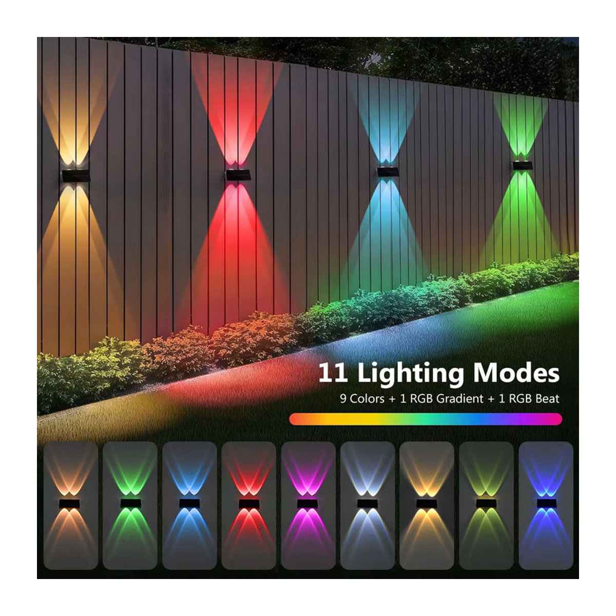 AMARYLLIS Solar-Zaunleuchten in Bunt und Schwarz, IP65 wasserdicht, moderne Solarleuchten für Außenbereich, Wand, Weg und Terrasse mit automatischer Dämmerungsschaltung - Bild 3