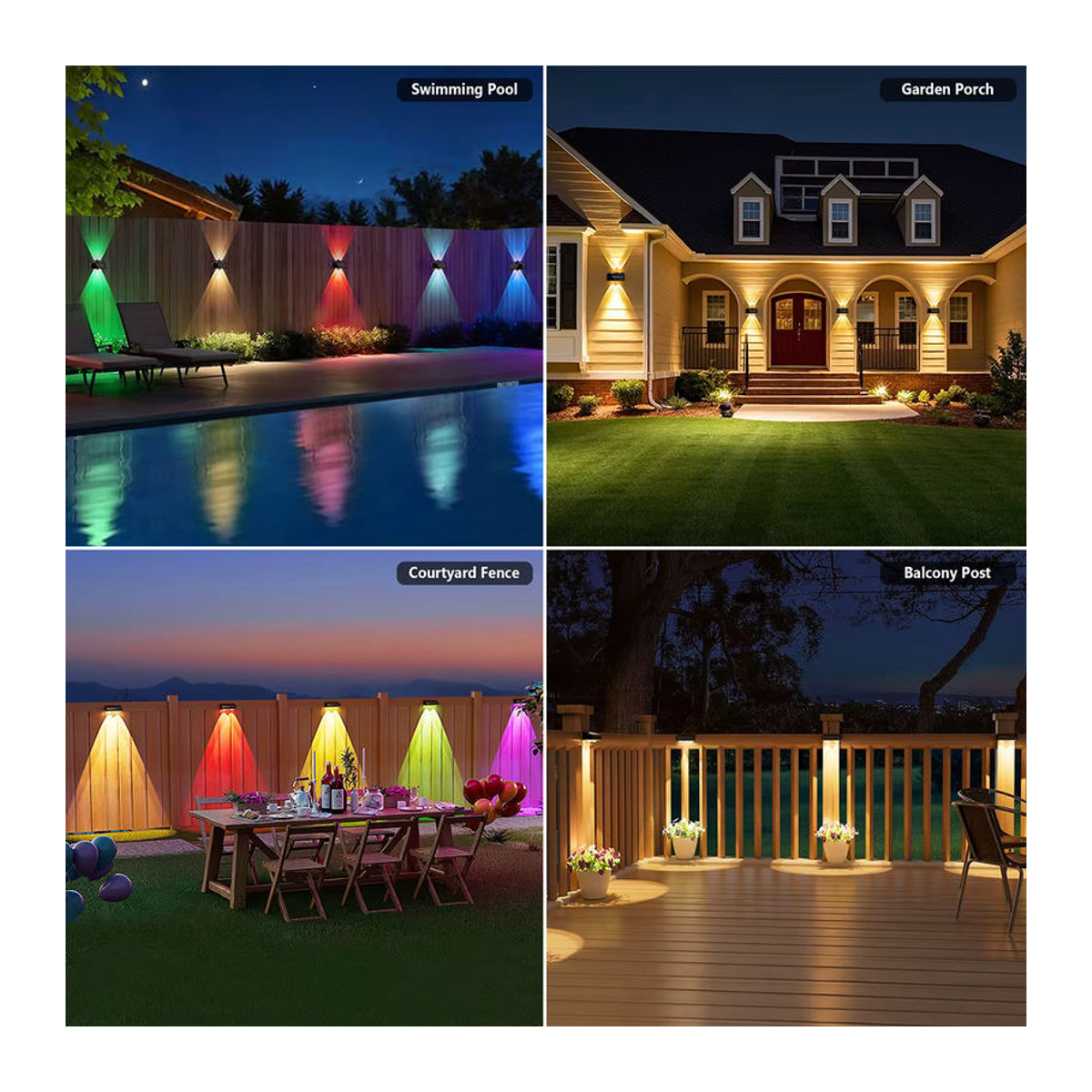 AMARYLLIS Solar-Zaunleuchten in Bunt und Schwarz, IP65 wasserdicht, moderne Solarleuchten für Außenbereich, Wand, Weg und Terrasse mit automatischer Dämmerungsschaltung - Bild 5