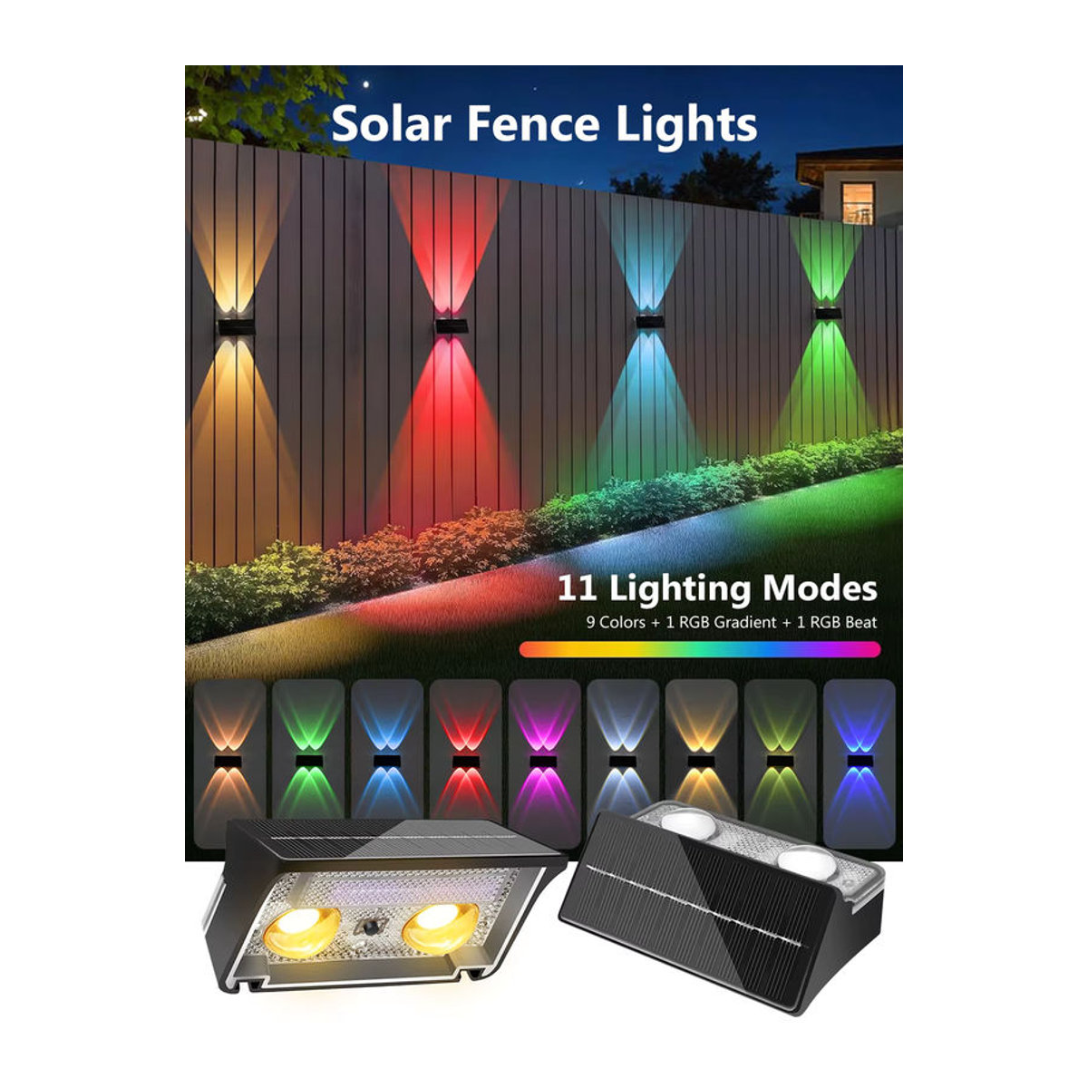AMARYLLIS Solar-Zaunleuchten in Bunt und Schwarz, IP65 wasserdicht, moderne Solarleuchten für Außenbereich, Wand, Weg und Terrasse mit automatischer Dämmerungsschaltung - Bild 6