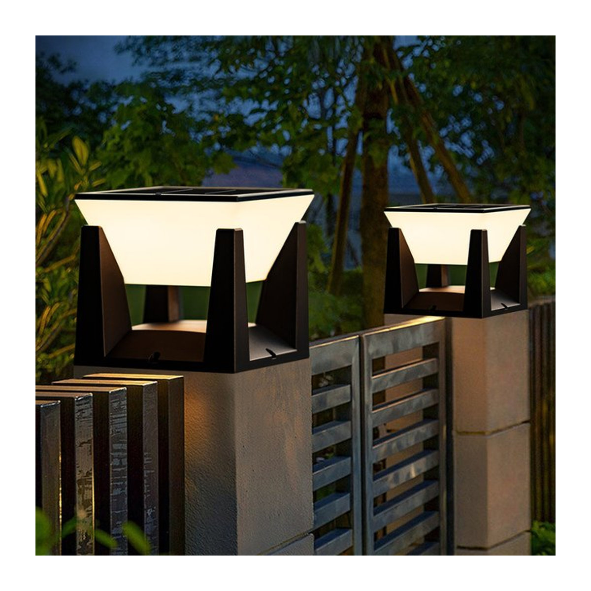 AMARYLLIS Solarleuchte Modern Schwarz für Zaun und Terrasse als Wasserdichte Solar-Säulenbeleuchtung für den Außenbereich - Bild 1