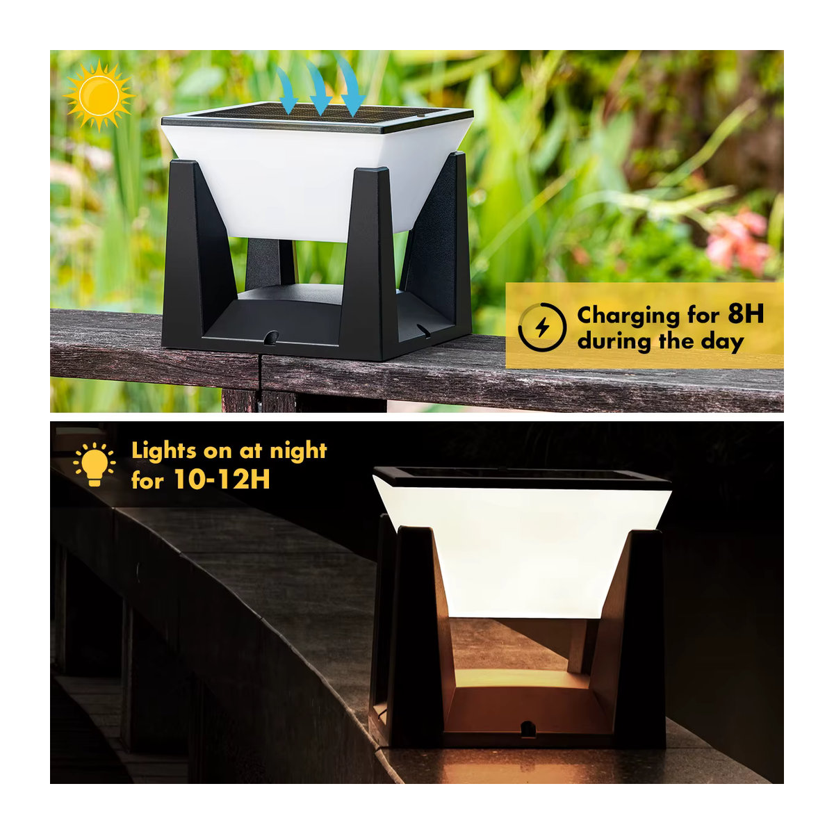 AMARYLLIS Solarleuchte Modern Schwarz für Zaun und Terrasse als Wasserdichte Solar-Säulenbeleuchtung für den Außenbereich - Bild 2
