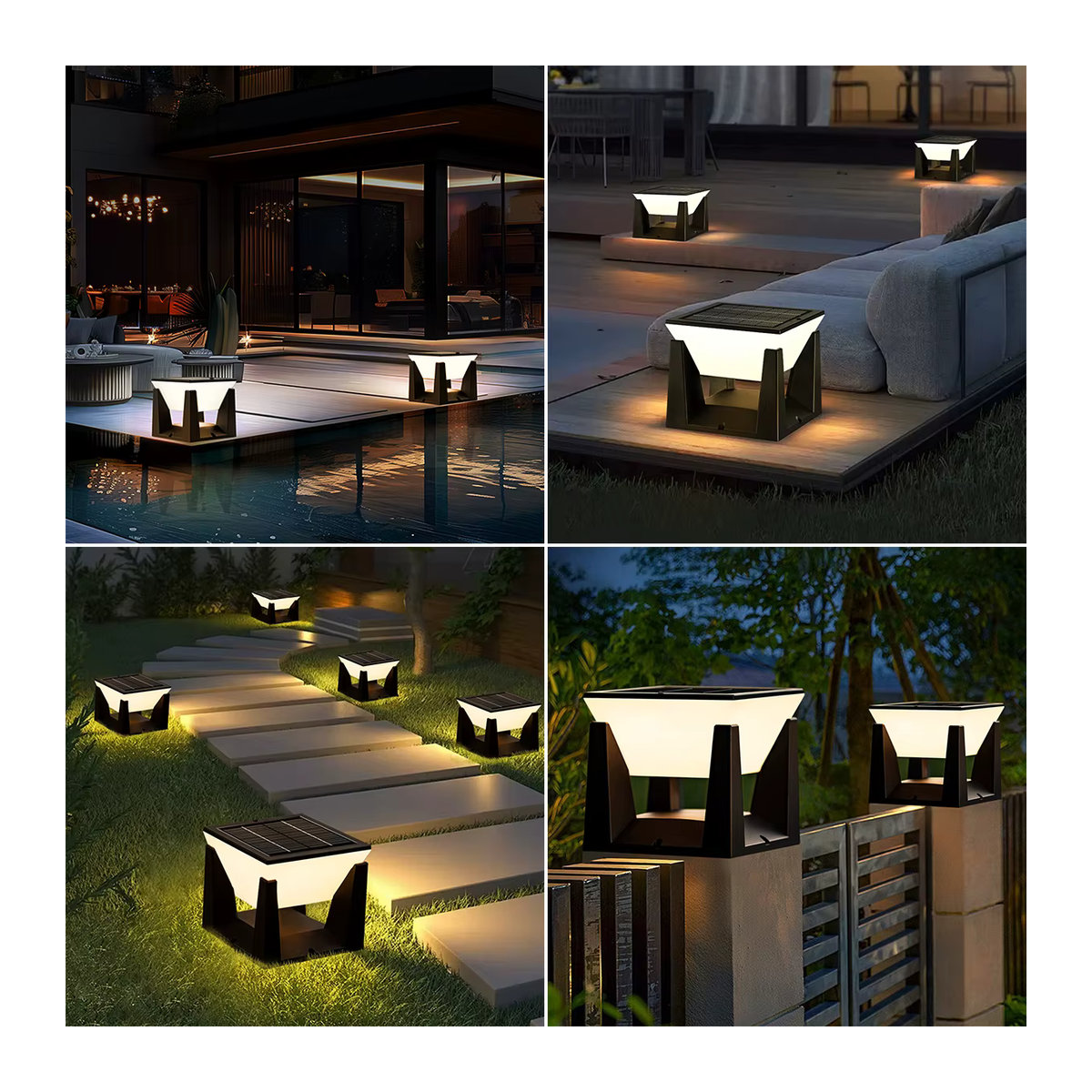 AMARYLLIS Solarleuchte Modern Schwarz für Zaun und Terrasse als Wasserdichte Solar-Säulenbeleuchtung für den Außenbereich - Bild 6