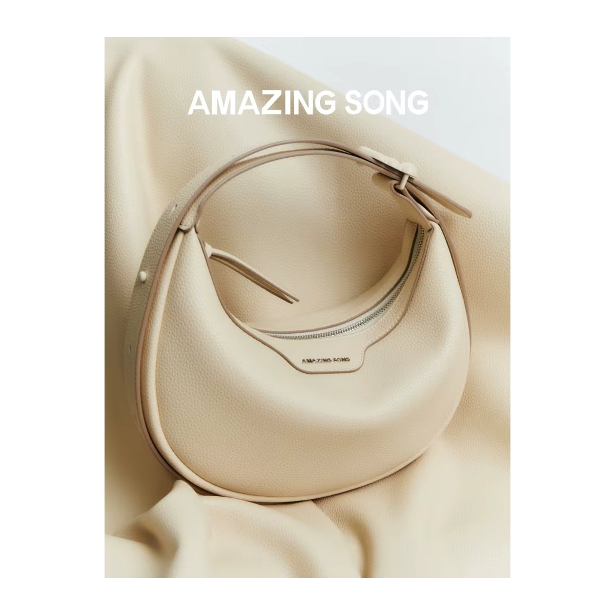 Amazing Song Halbmond Tasche aus Leder in Schwarz oder Beige - Bild 2