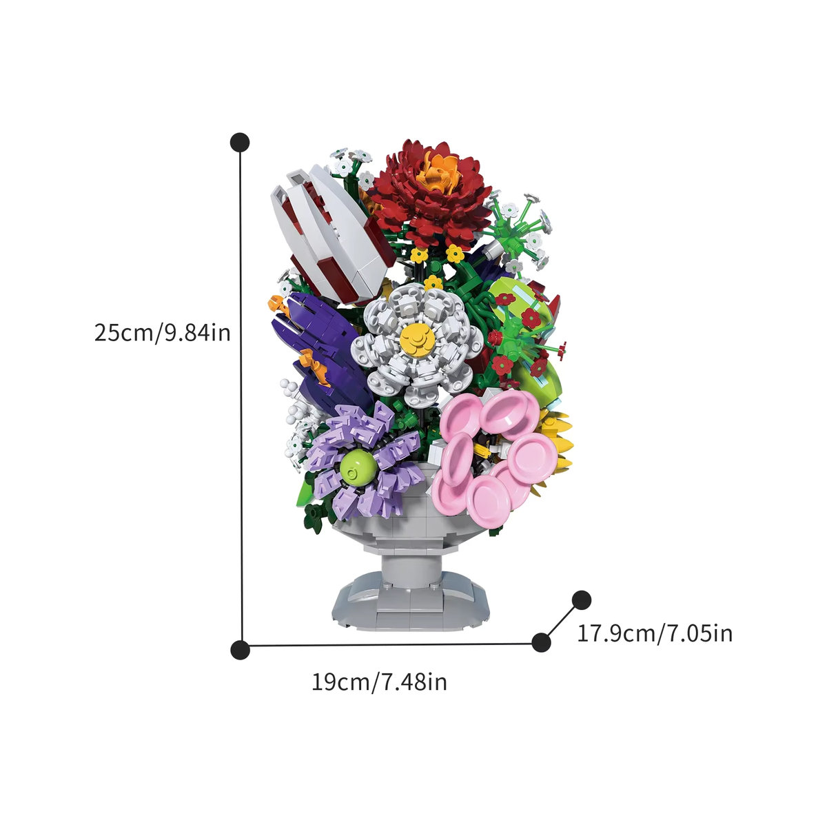 AMAZINGBLOKS DIY Bausteine Set Konservierte Blumen Bouquet Bonsai Vase als Desktop Dekoration in Multicolor, 1092 Teile - Bild 5