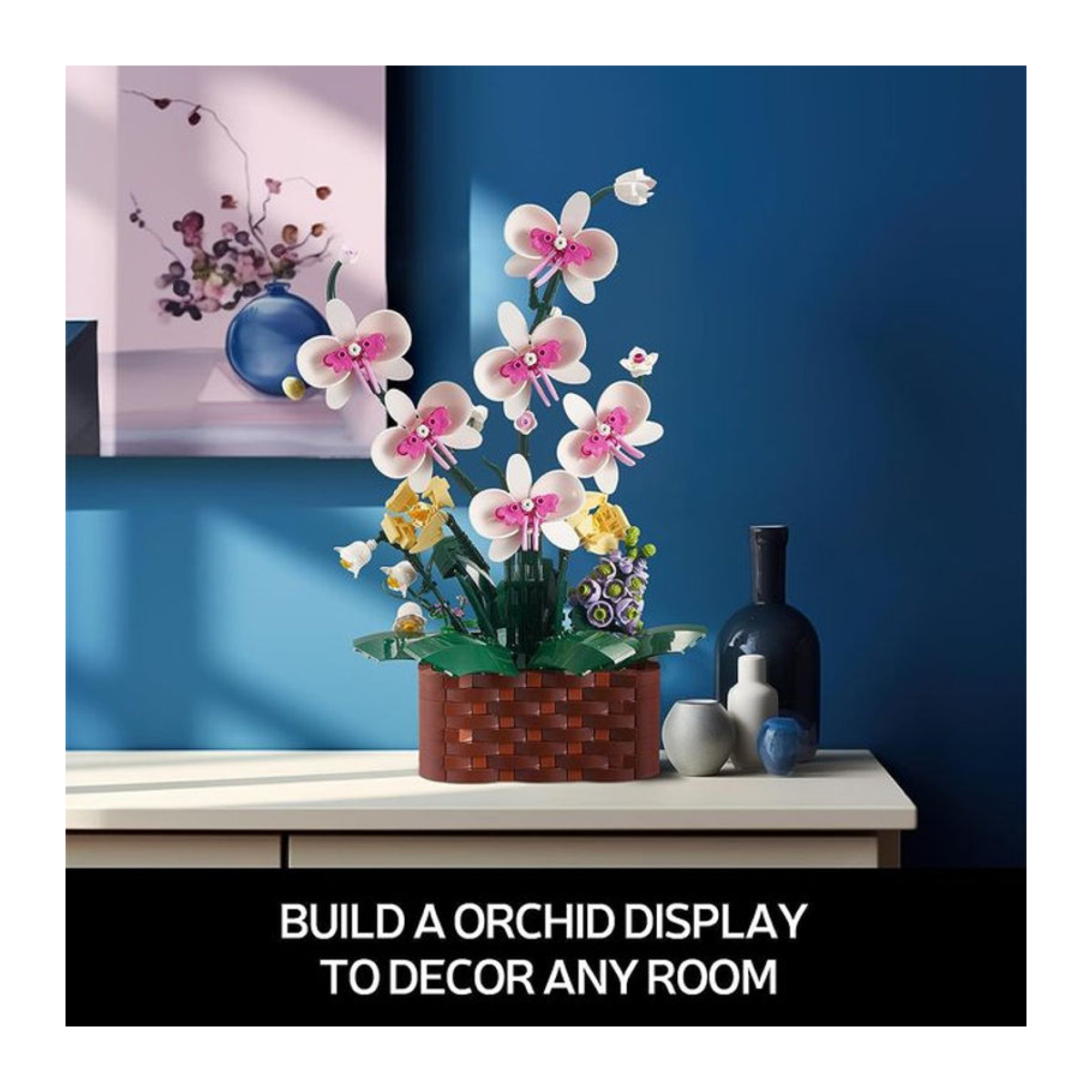 AMAZINGBLOKS Orchideen-Blumentopf-Bausteine Sukkulenten-Topfmodell-Bausatz aus Kunststoff in Mehrfarbig für Erwachsene - Bild 1