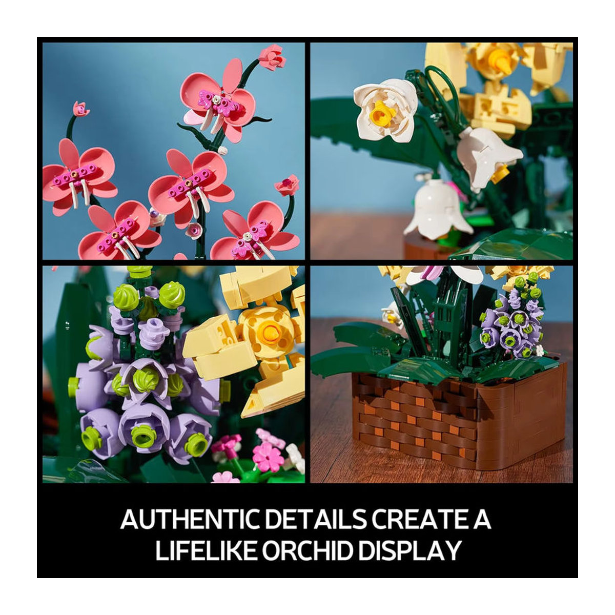 AMAZINGBLOKS Orchideen-Blumentopf-Bausteine Sukkulenten-Topfmodell-Bausatz aus Kunststoff in Mehrfarbig für Erwachsene - Bild 2