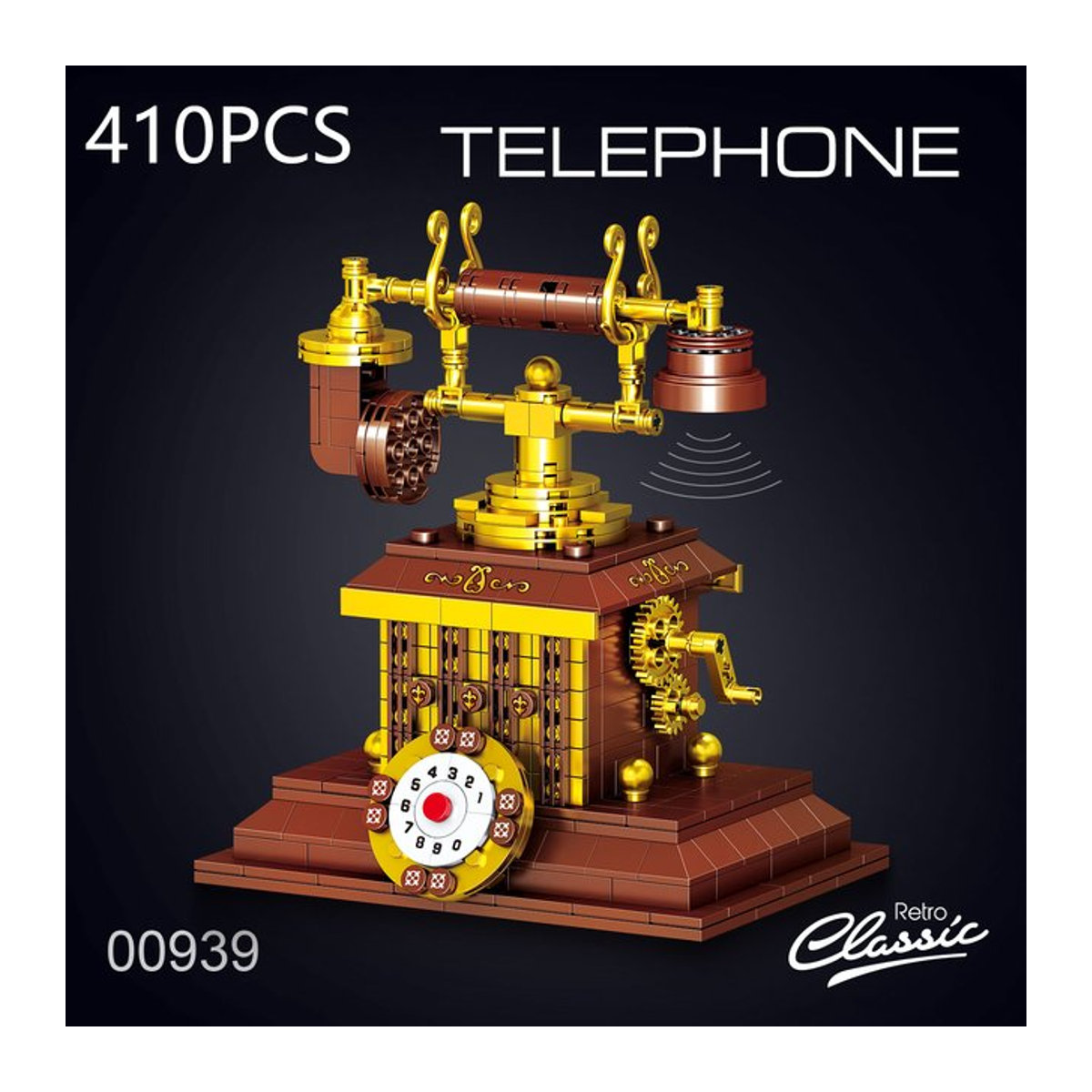 AMAZINGBLOKS Retro Telefon Bausteine Set in Braun, 410 Teile Klassische Desktop Dekoration und Vintage Spielzeug - Bild 1