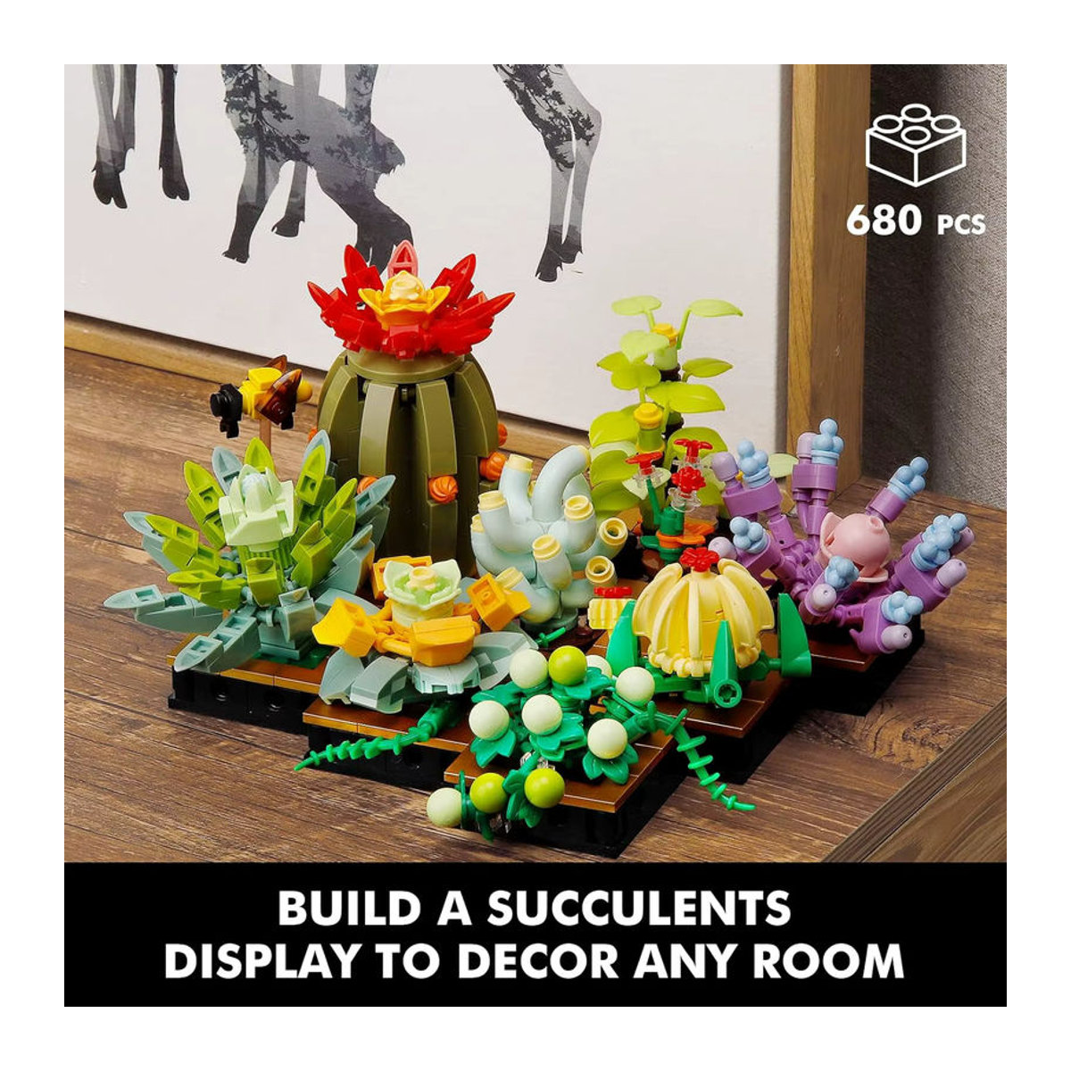 AMAZINGBLOKS Sukkulente Topf DIY Montage Modell Bausteine Set aus Kunststoff, mehrfarbig - Bild 2