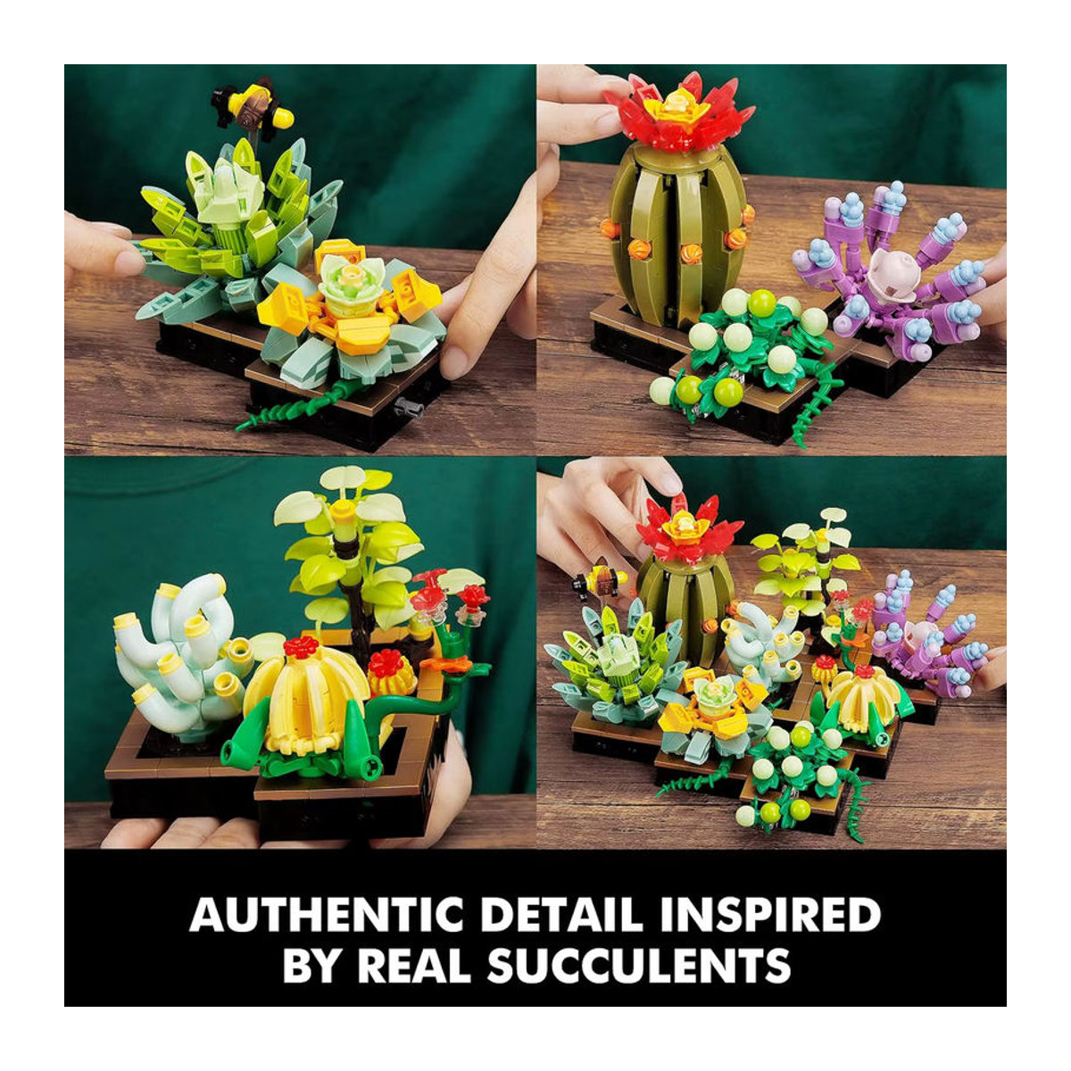 AMAZINGBLOKS Sukkulente Topf DIY Montage Modell Bausteine Set aus Kunststoff, mehrfarbig - Bild 4
