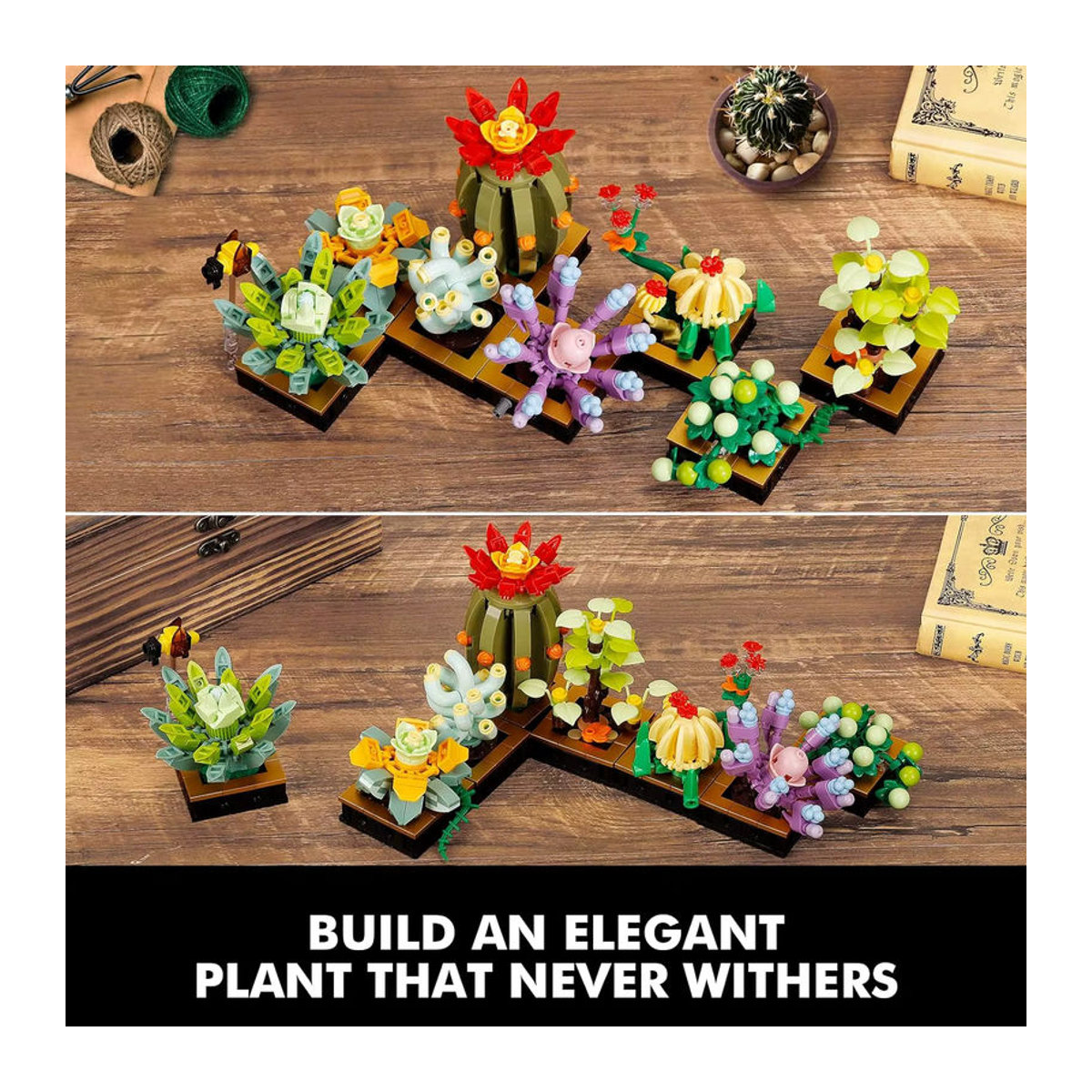 AMAZINGBLOKS Sukkulente Topf DIY Montage Modell Bausteine Set aus Kunststoff, mehrfarbig - Bild 5