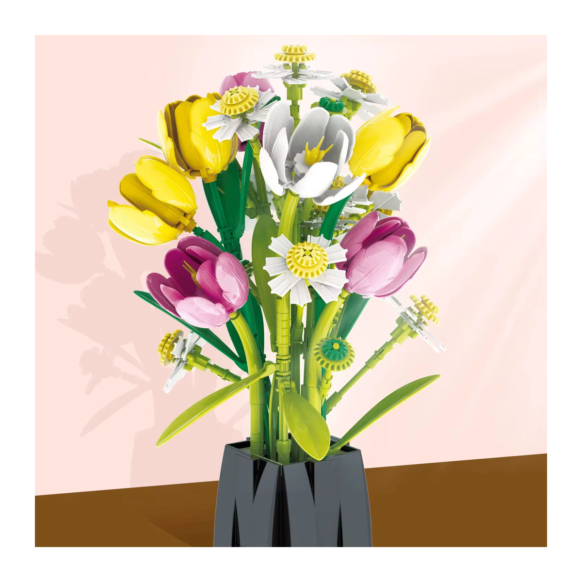 AMAZINGBLOKS Tulpenstrauß Baukasten mit Vase als DIY Blumen-Modell aus Kunststoff, mehrfarbig, 1250 Teile - Bild 3