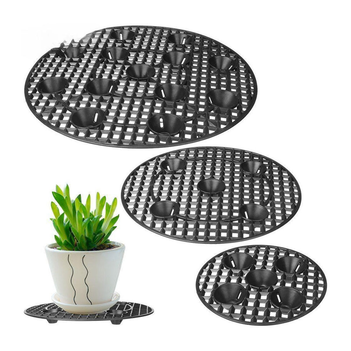 Ambiel Charm Pflanzenträger Set aus Kunststoff für die Terrasse in Schwarz - Bild 2