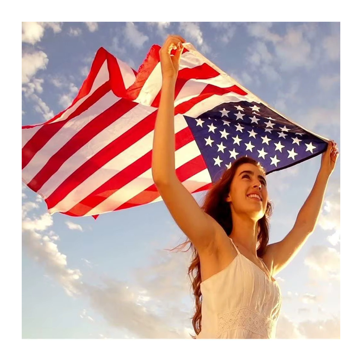 Amerikanische Flagge von FLAGICTS in Mehrfarbig, Rechteckiges Banner aus Textil mit Sternen und Streifen, B/H: 91,44 x 91,44 cm - Bild 4