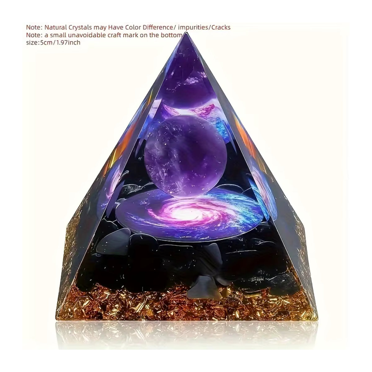 Amethyst Kristallkugel-Pyramide und Rohstein als violette Heimdekoration - Bild 2