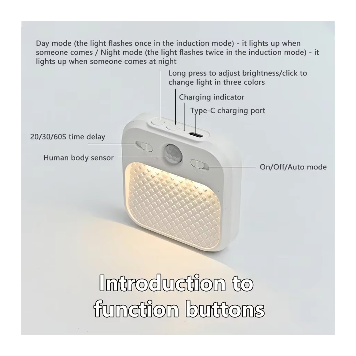 Ammtoo LED-Nachtlicht mit Bewegungsmelder, wiederaufladbare Magnet-Nachtlampe im minimalistischen Design zum Aufkleben für Schlafzimmer, Treppen, Schrank, Flur und Küche - Bild 2