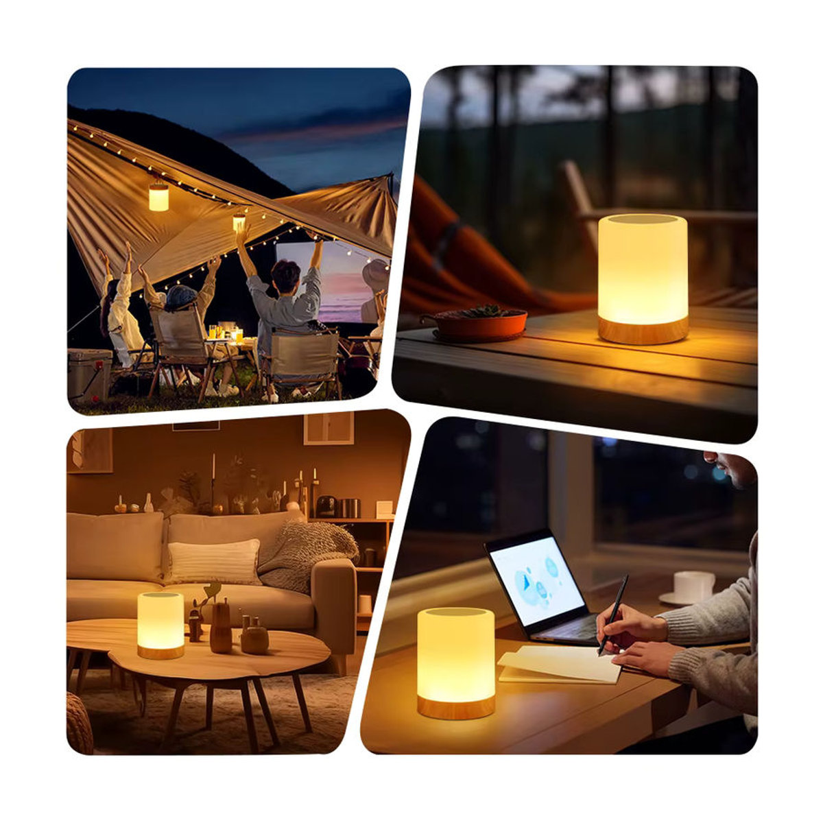 Ammtoo Nachttischlampe als dekoratives Lade-Touch-Atmosphärenlicht mit 1200 mAh, sechs Farben und drei einstellbaren warmweißen Lichtmodi, bunt und minimalistisch - Bild 2