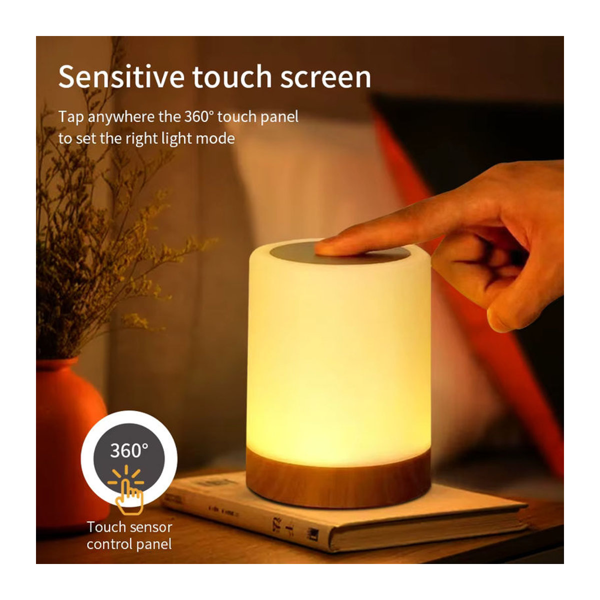 Ammtoo Nachttischlampe als dekoratives Lade-Touch-Atmosphärenlicht mit 1200 mAh, sechs Farben und drei einstellbaren warmweißen Lichtmodi, bunt und minimalistisch - Bild 4