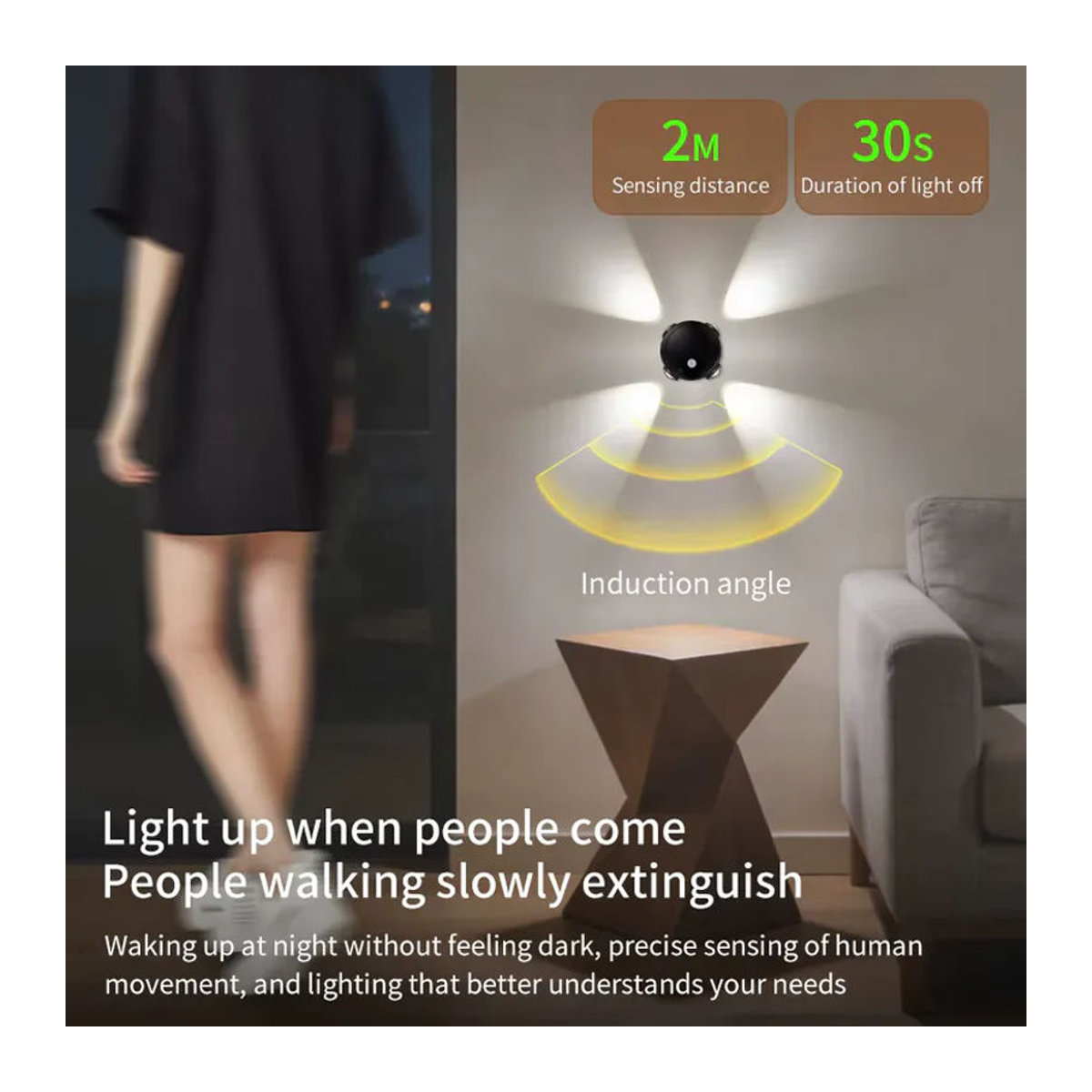 Ammtoo Wiederaufladbare LED Wandlampe mit Bewegungssensor und 4 LEDs als RGB Ambientebeleuchtung in Weiß, Grau oder Bunt für Schlafzimmer, Treppen und Flur - Bild 2