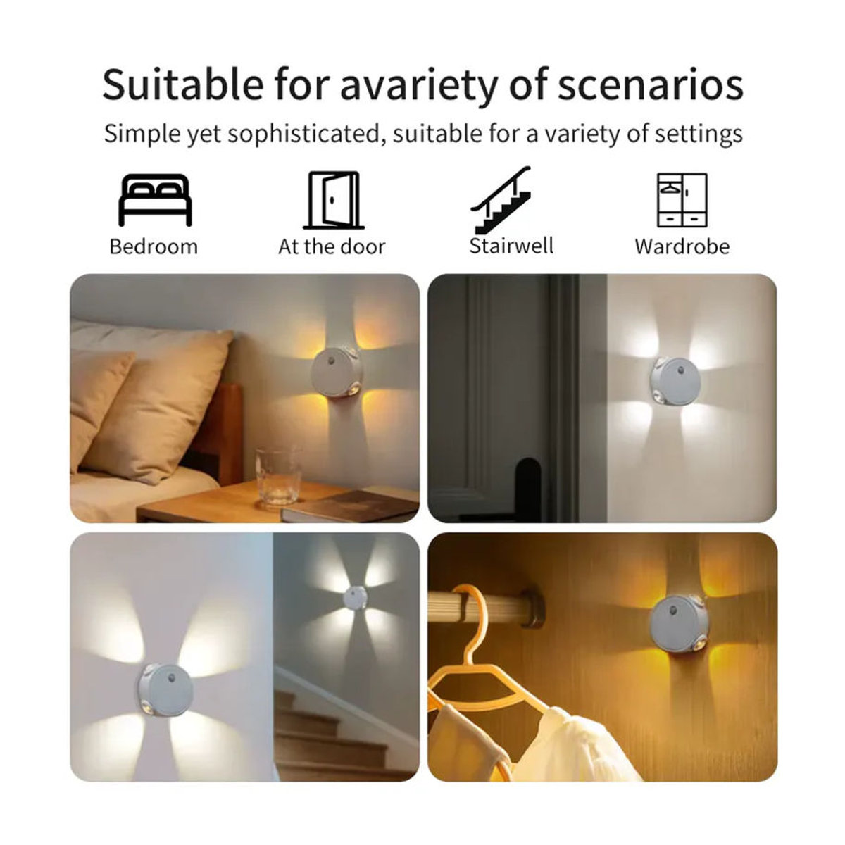 Ammtoo Wiederaufladbare LED Wandlampe mit Bewegungssensor und 4 LEDs als RGB Ambientebeleuchtung in Weiß, Grau oder Bunt für Schlafzimmer, Treppen und Flur - Bild 5