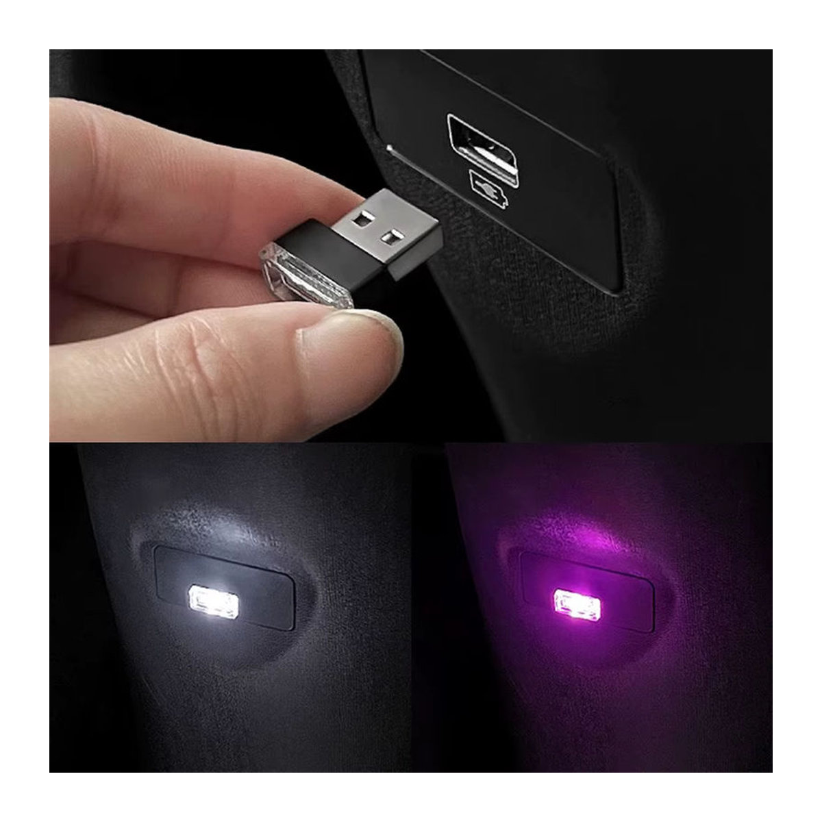 AMSYD 2er-Set Mini USB LED Auto Innenbeleuchtung Bunt - Bild 2