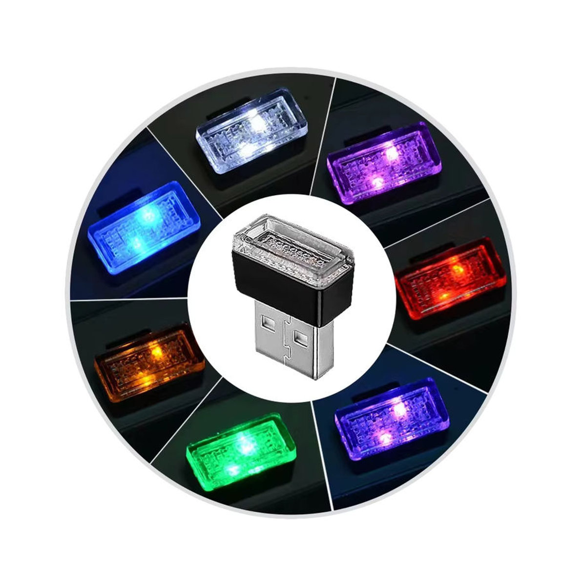 AMSYD 2er-Set Mini USB LED Auto Innenbeleuchtung Bunt - Bild 3