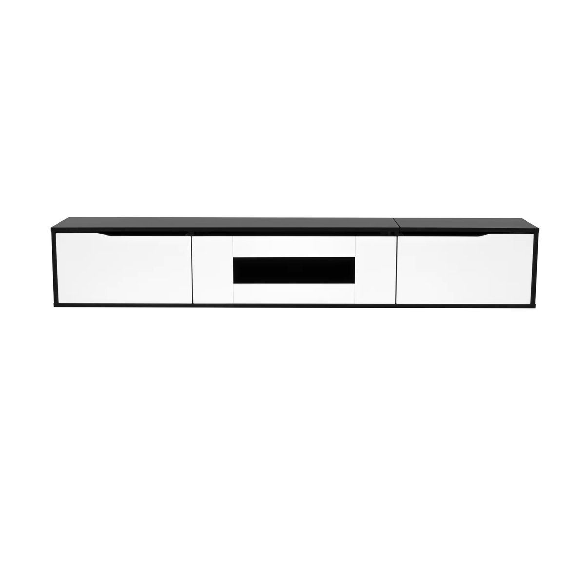Anajqaqia Modernes TV-Lowboard in Schwarz/Weiß mit LED-Beleuchtung und USB-Anschluss, 180 cm Breite - Bild 3