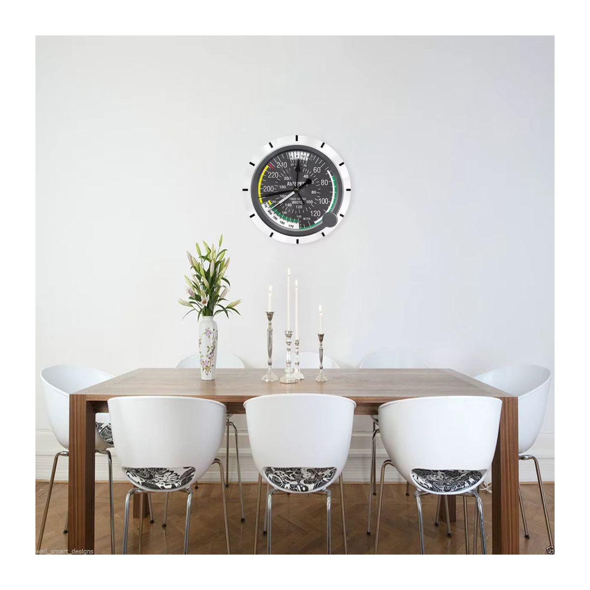 Analoge Wanduhr im Luftfahrt-Design mit Geschwindigkeitsanzeige, rund, Durchmesser: 42 cm - Bild 2