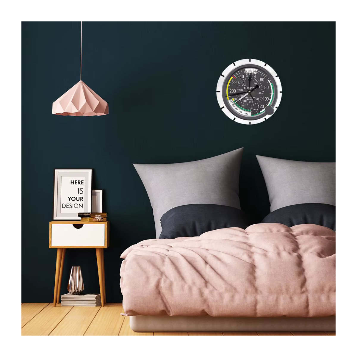 Analoge Wanduhr im Luftfahrt-Design mit Geschwindigkeitsanzeige, rund, Durchmesser: 42 cm - Bild 3