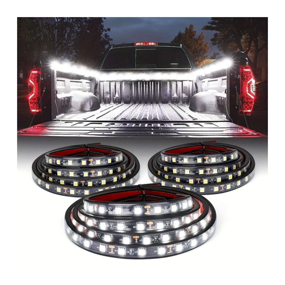 AnautosL LED-Lichtleiste für LKW-Bett und Pickup in Weiß, 150 cm Länge, 2in1 3in1 Dekorationslampe mit Ein-/Aus-Schalter und Flachsicherung - Bild 1