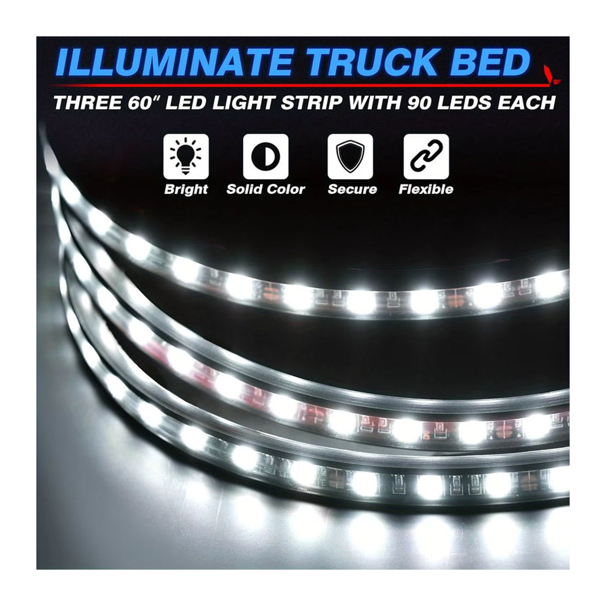 AnautosL LED-Lichtleiste für LKW-Bett und Pickup in Weiß, 150 cm Länge, 2in1 3in1 Dekorationslampe mit Ein-/Aus-Schalter und Flachsicherung - Bild 3